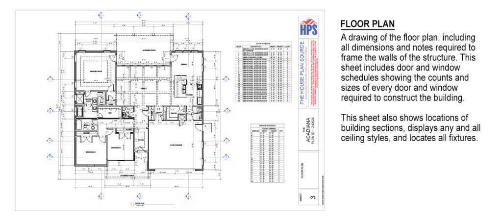 Modern Stock House and blueprint of the floor plans.