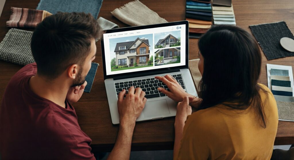 Couple choosing the perfect house plan in the US.