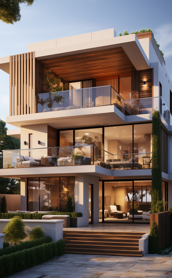 This image shows the house building plans in the vibrant city.