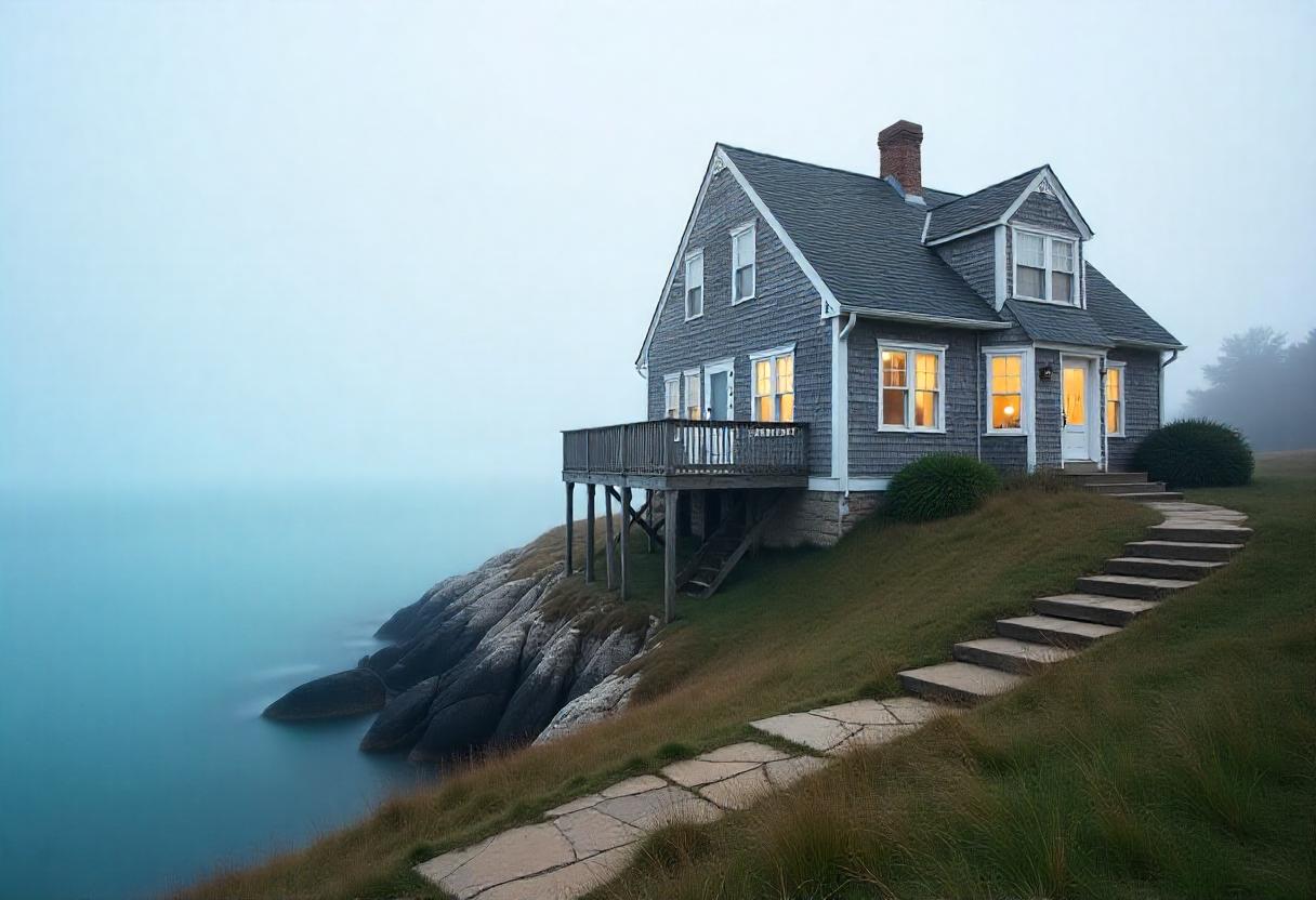 This image shows the beautiful Cape Cod House Plans near the lakeside.