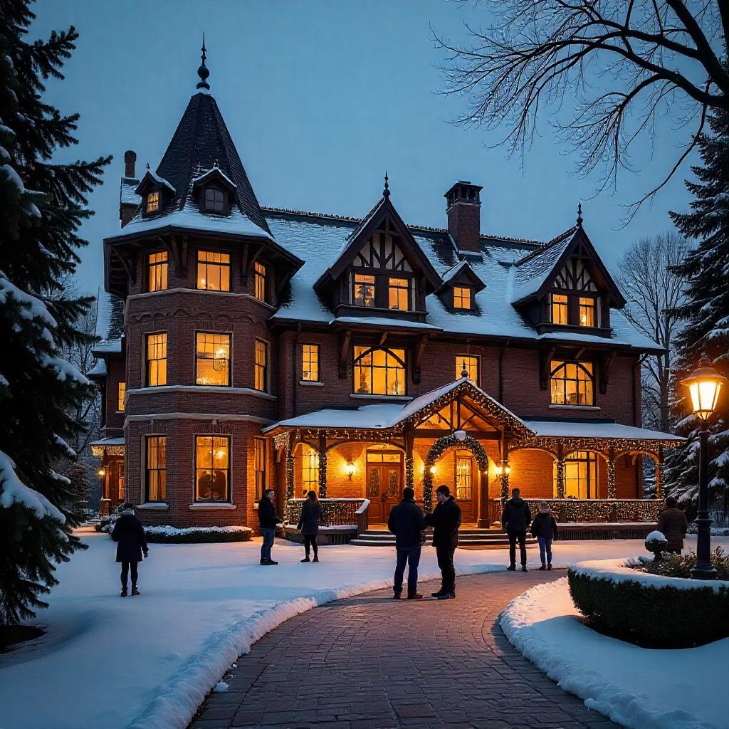 Winchester House California shown as a grand historic Victorian mansion with mysterious and complex architecture.